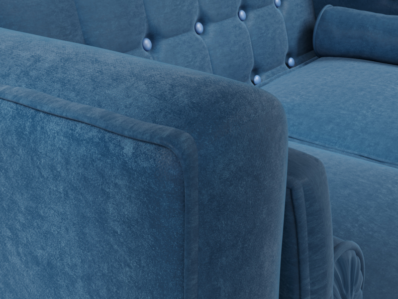 imagen de Sofá doble de terciopelo azul en 3d max corona render