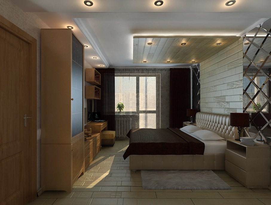 Спальня вид на балкон в 3d max vray 3.0 изображение