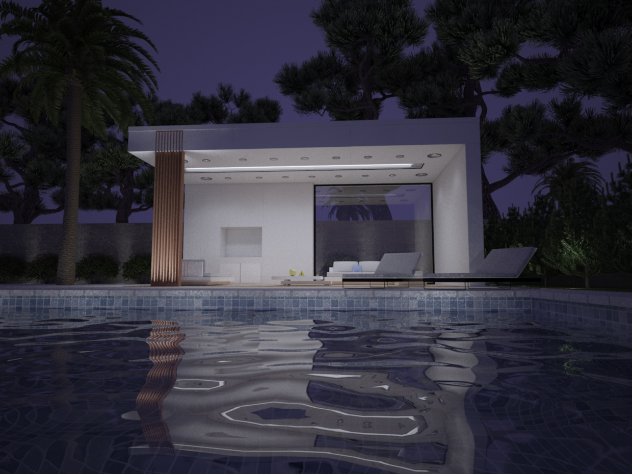 esterno-piscina in 3d max vray 2.0 immagine