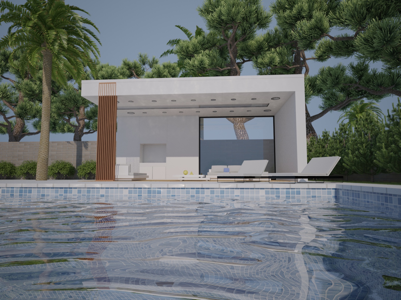 esterno-piscina in 3d max vray 2.0 immagine