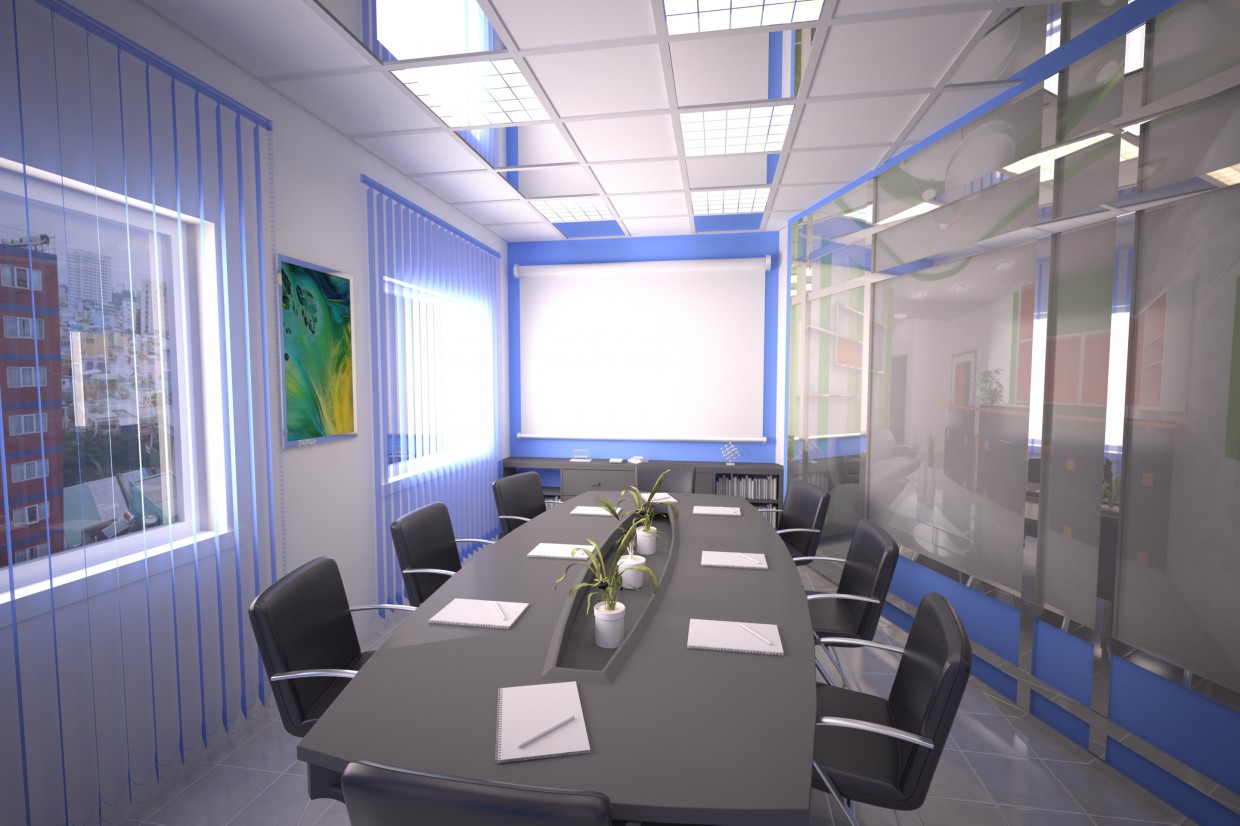 imagen de sala de reuniones en 3d max vray