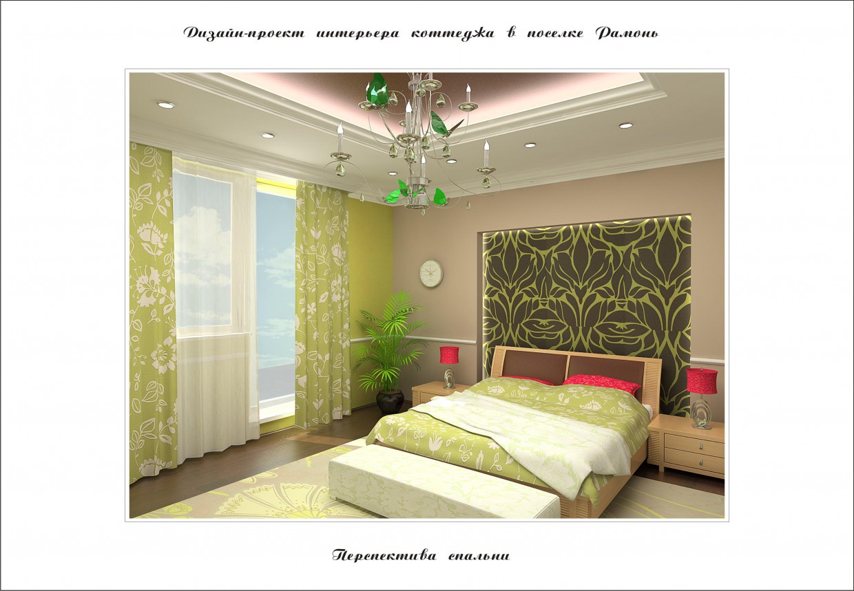 Дизайн спальні в котеджі в 3d max vray зображення