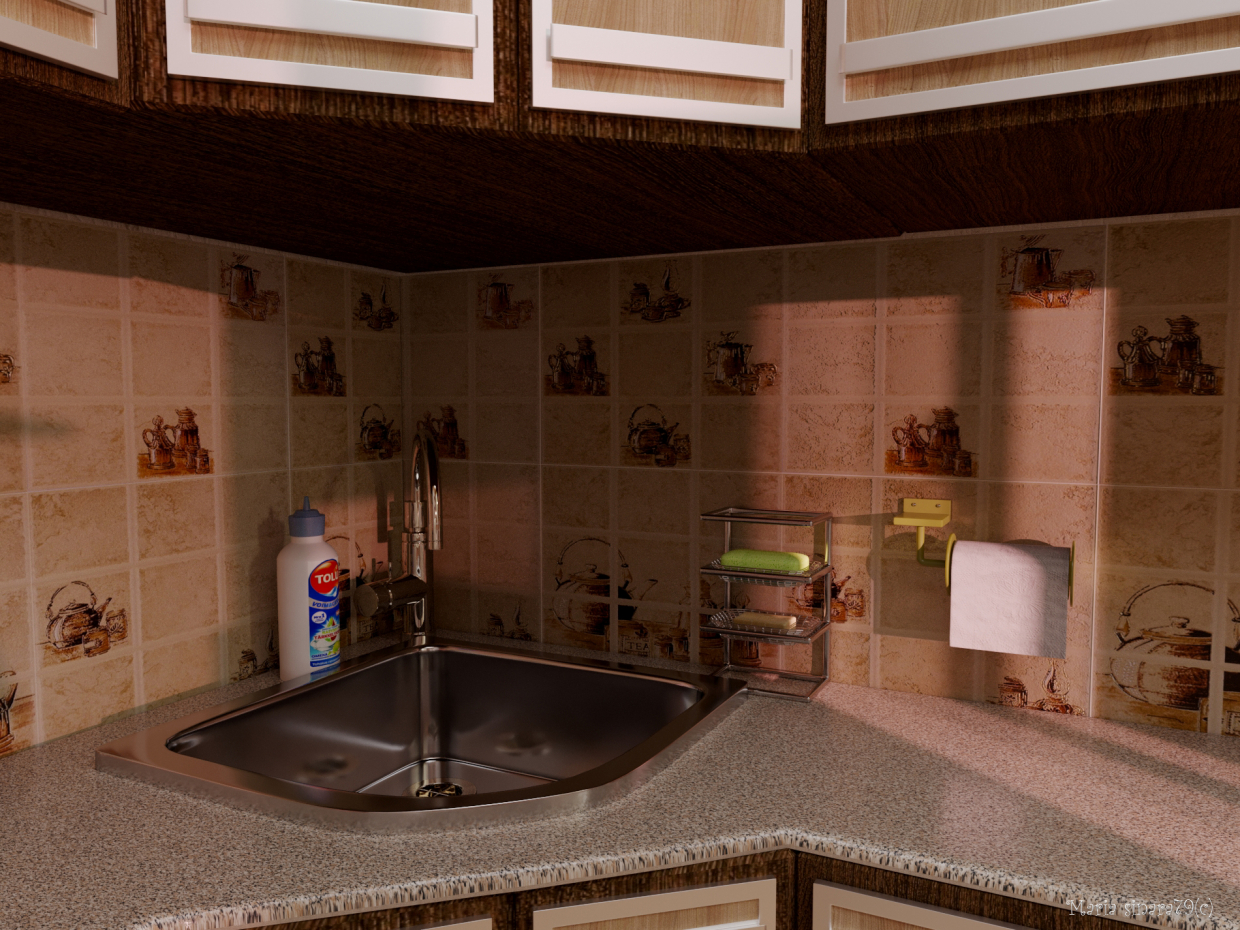 imagen de cocina en 3d max corona render