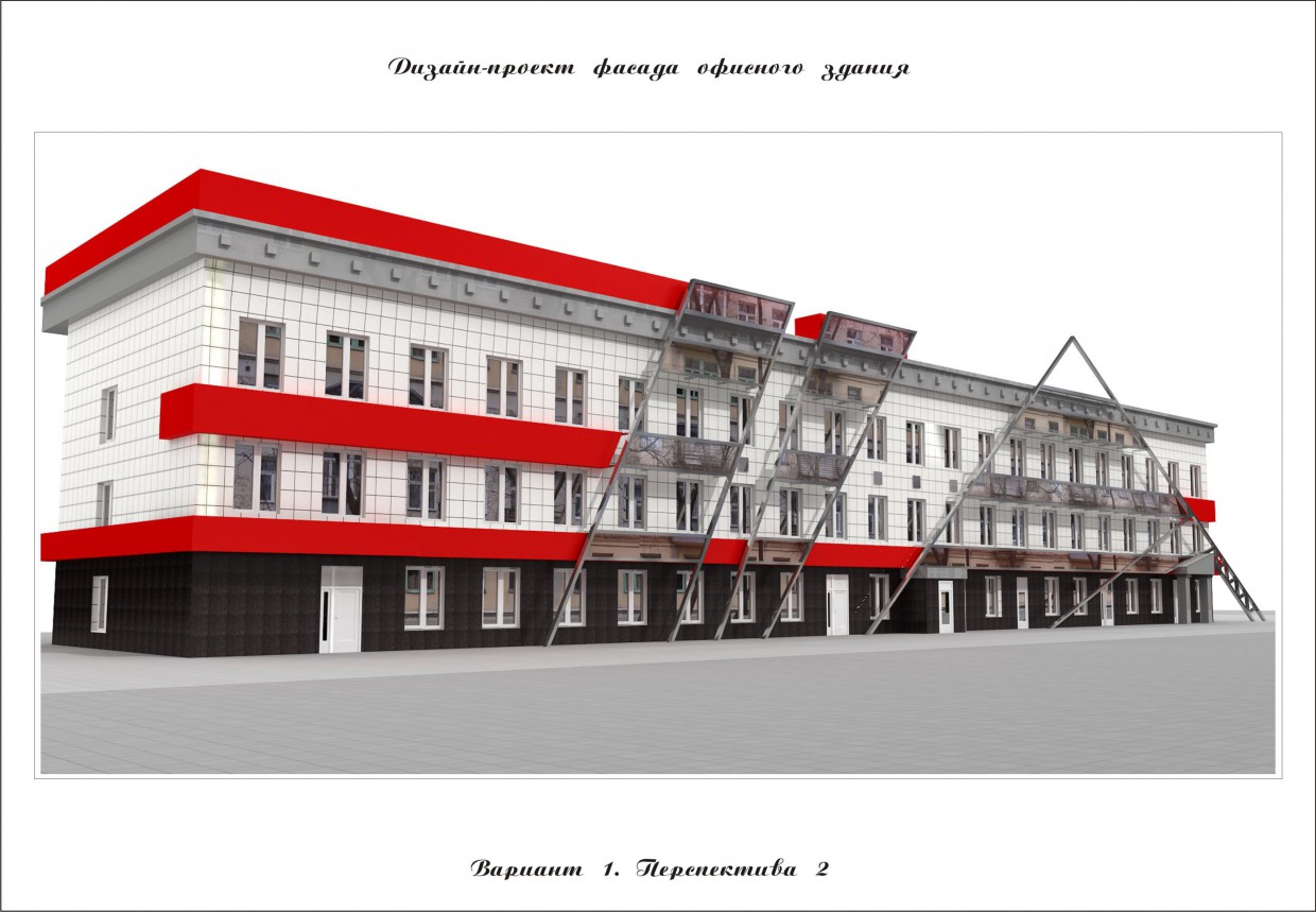 Facade reconstruction in 3d max vray image
