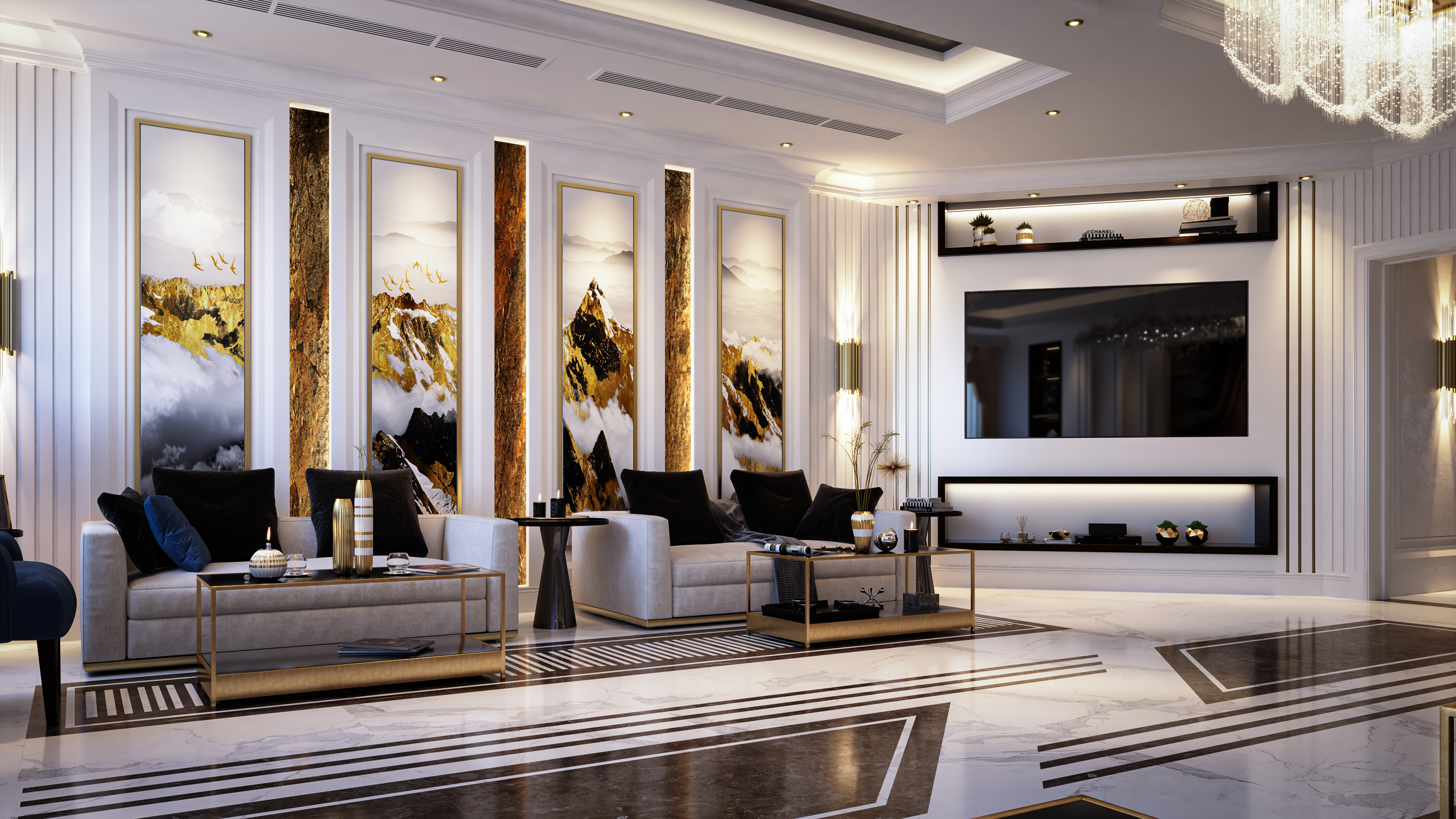 Modern Living area 002 in 3d max vray 3.0 image