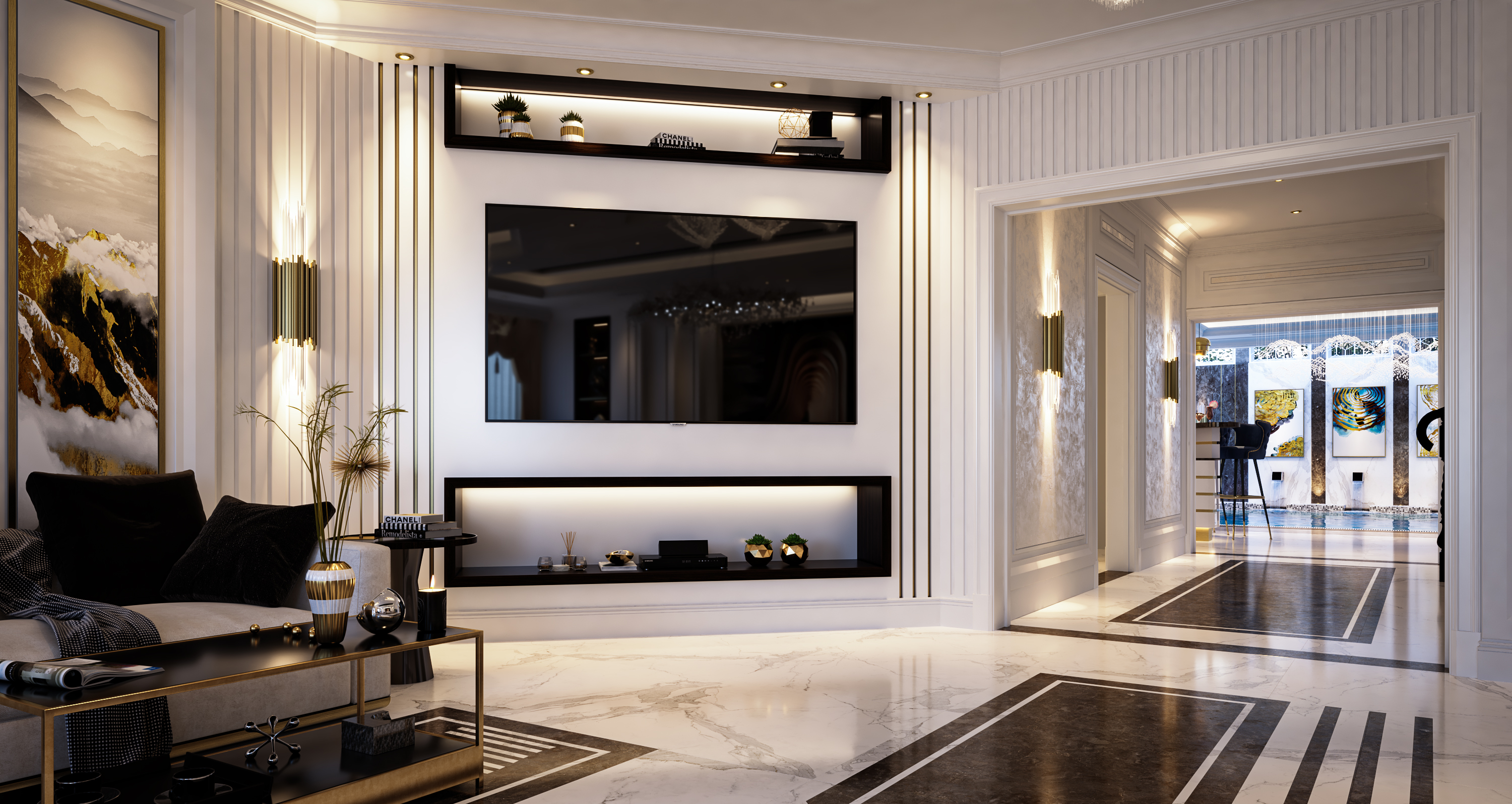 Modern Living area 002 in 3d max vray 3.0 image