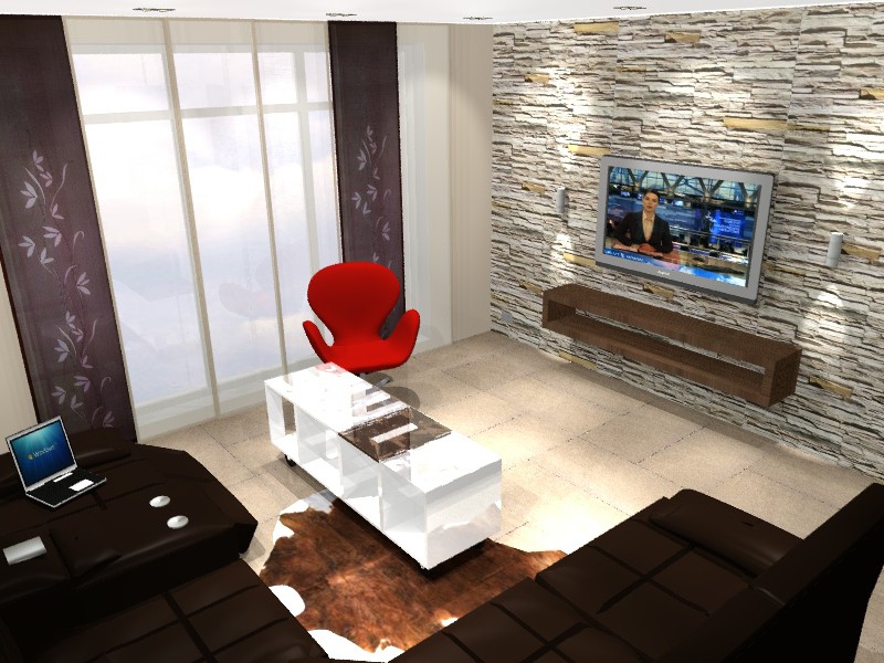 Salle de séjour dans une maison dans 3d max vray image