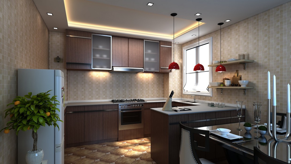रसोई डिजाइन 3d max vray 2.5 में प्रस्तुत छवि