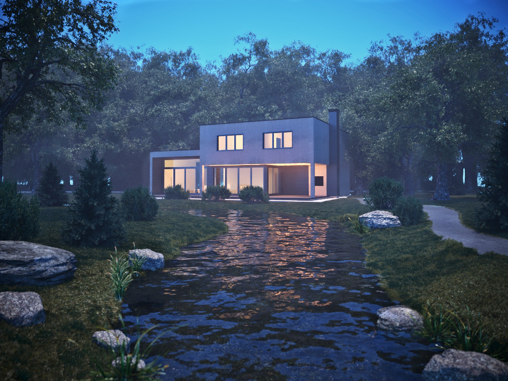 imagen de Casa junto al río en 3d max corona render
