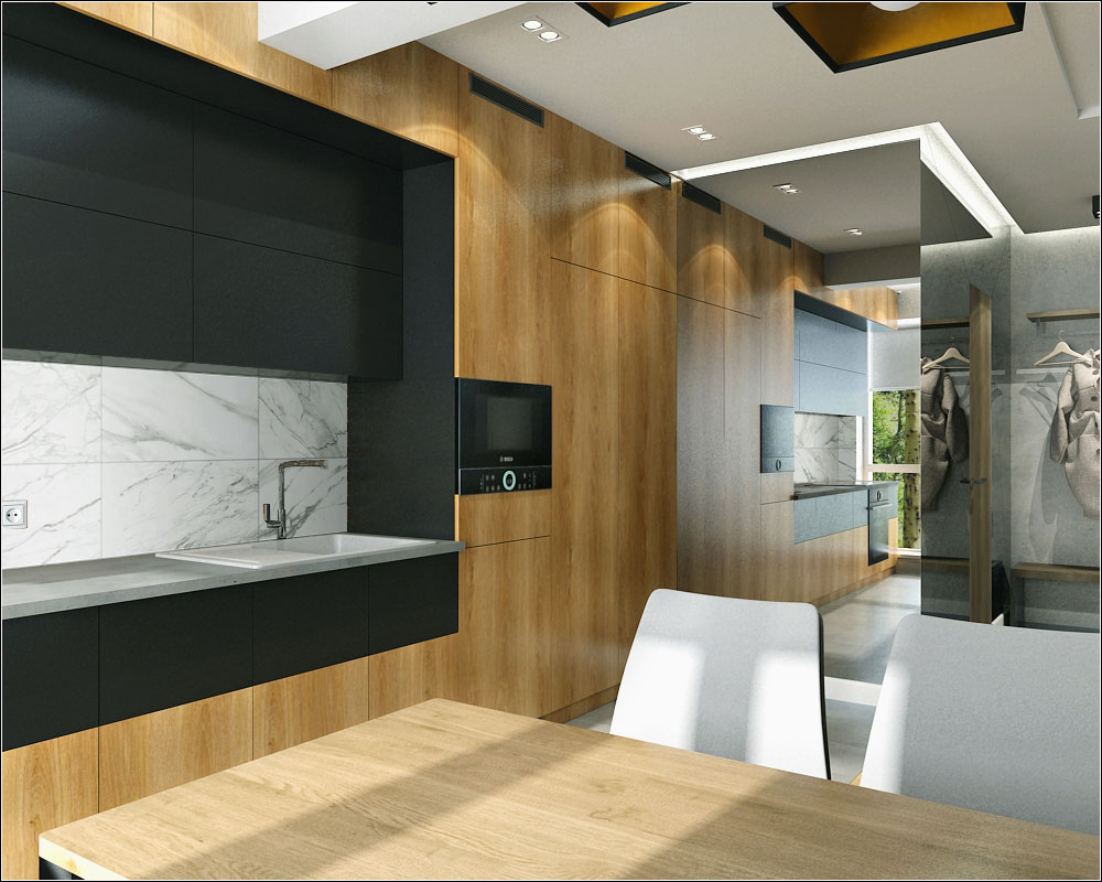 Kiev bir odalı daire için iç tasarım projesi in 3d max vray 1.5 resim