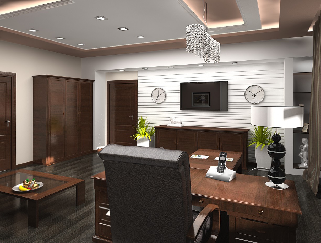Luxury office room in 3d max vray image