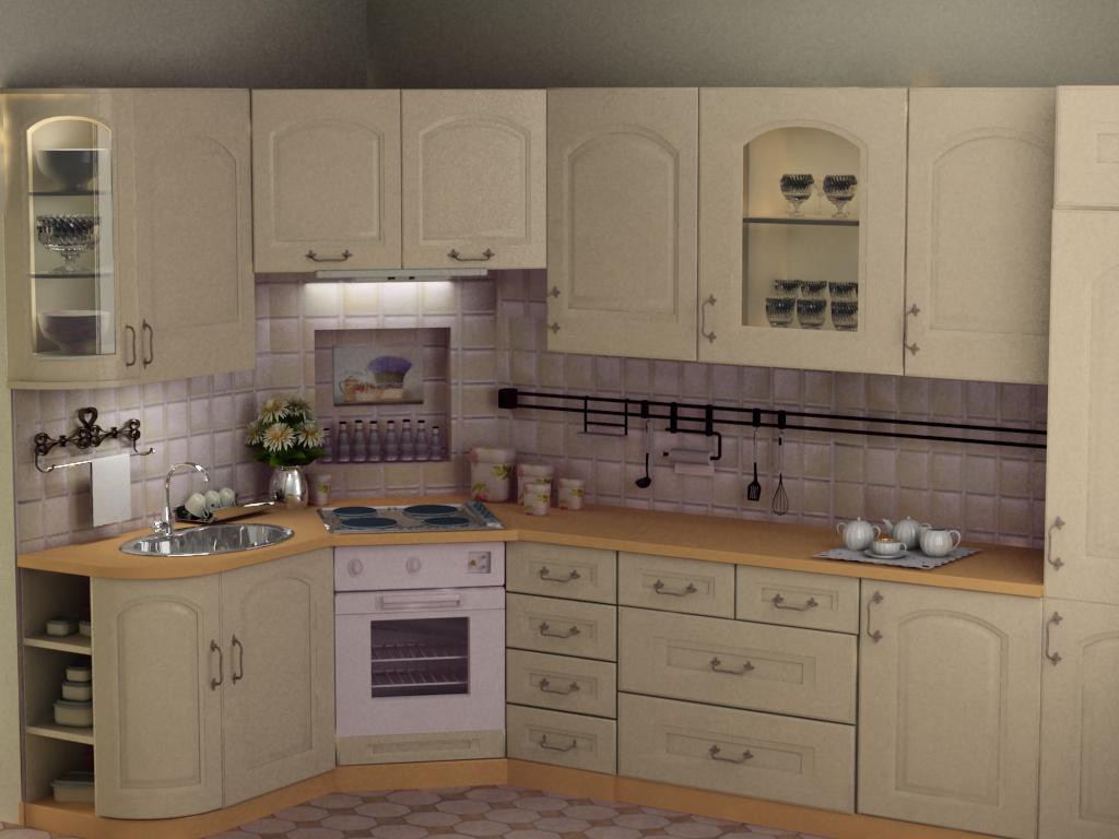 Кухня в стиле прованс в 3d max vray изображение