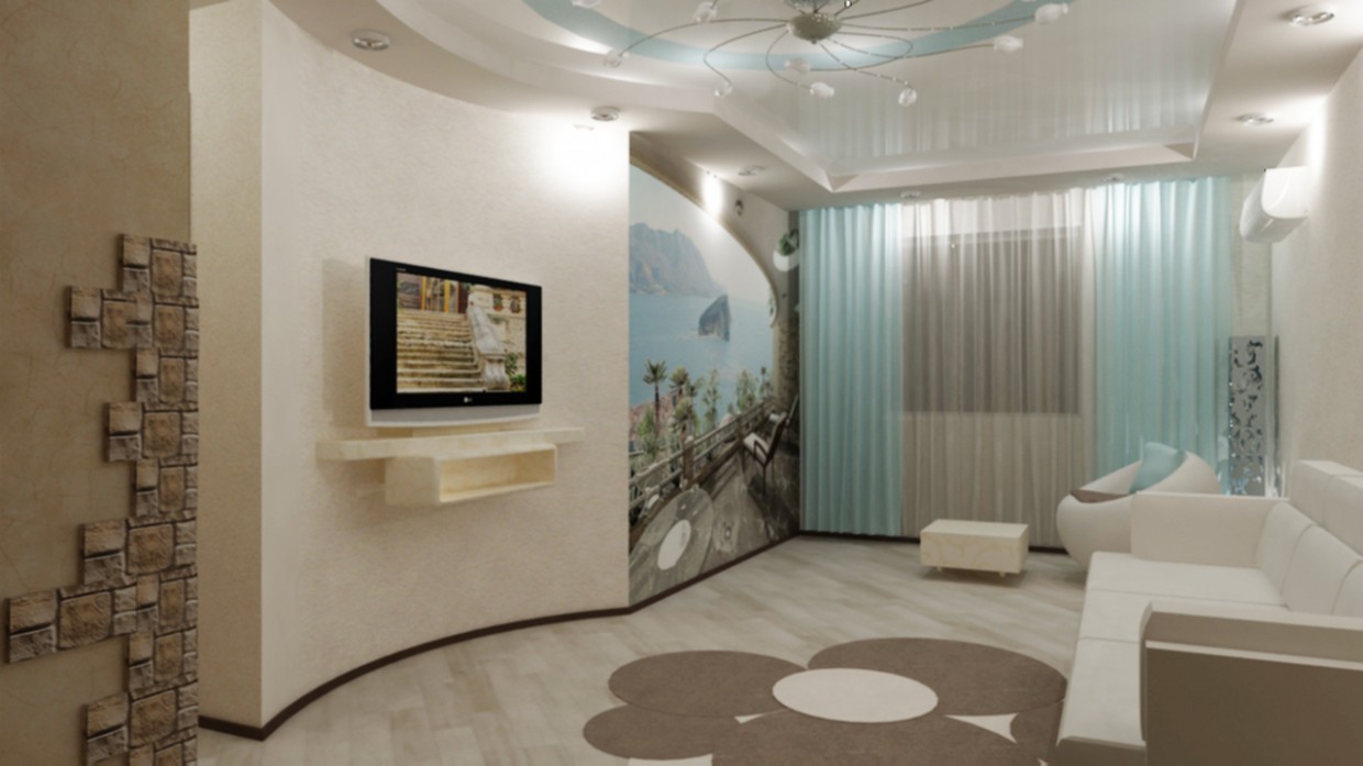 Дизайн гостиной в 3d max vray изображение
