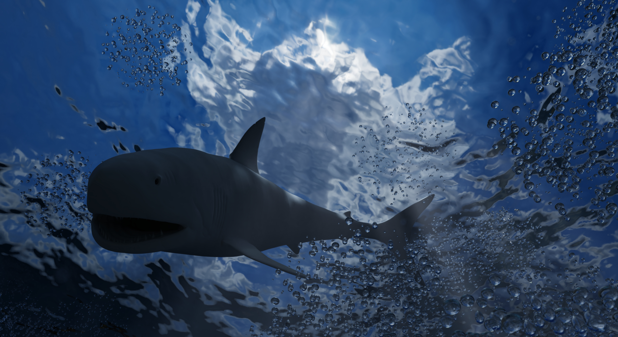 imagen de tiburón en Blender cycles render