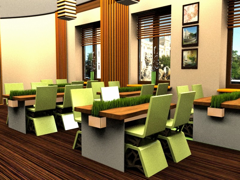 Spring time cafe in 3d max vray image