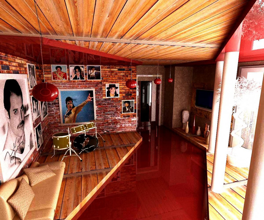 imagen de Habitación para un músico en 3d max vray