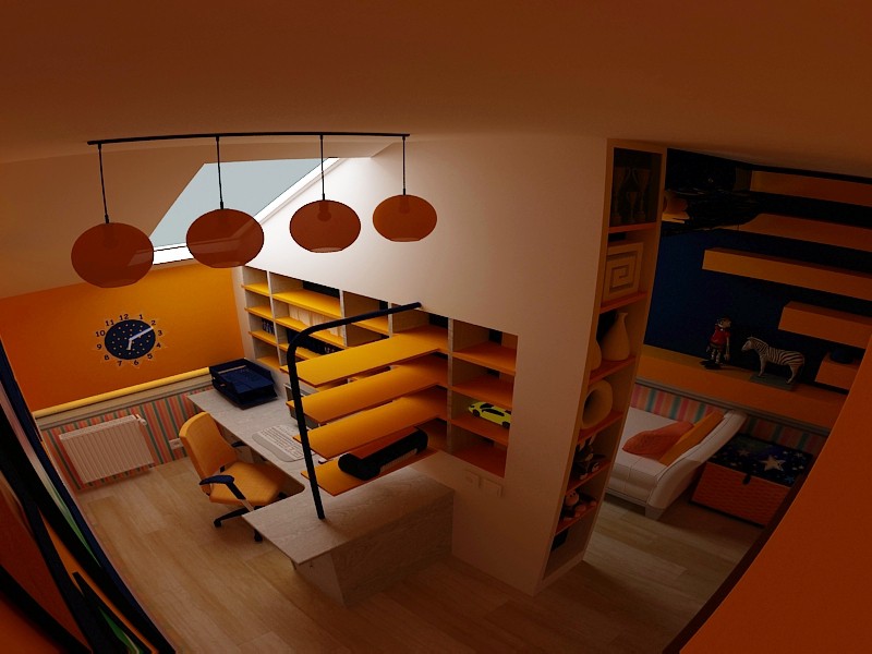 लड़के के लिए बेडरूम 3d max vray में प्रस्तुत छवि