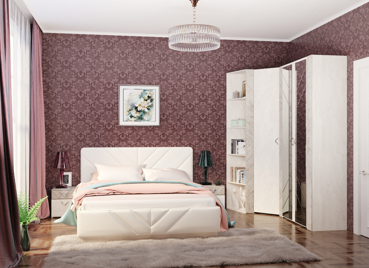 спальня в 3d max corona render изображение