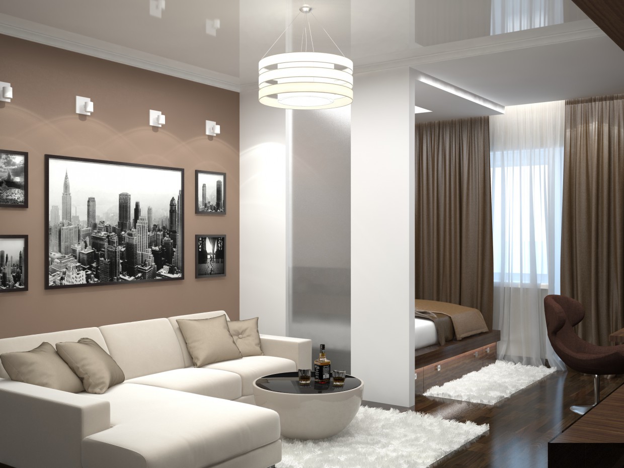 Appartement d’une chambre dans une variété de styles dans 3d max vray image