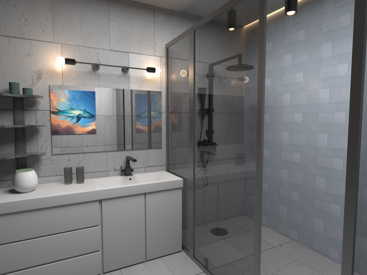 Bathroom dans 3d max corona render image