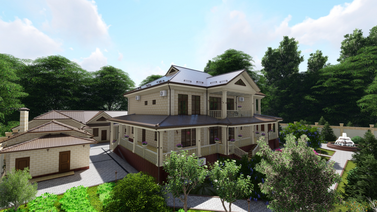 Presentazione 3D di un progetto di cottage con un paesaggio. (Video allegato) in Cinema 4d Other immagine