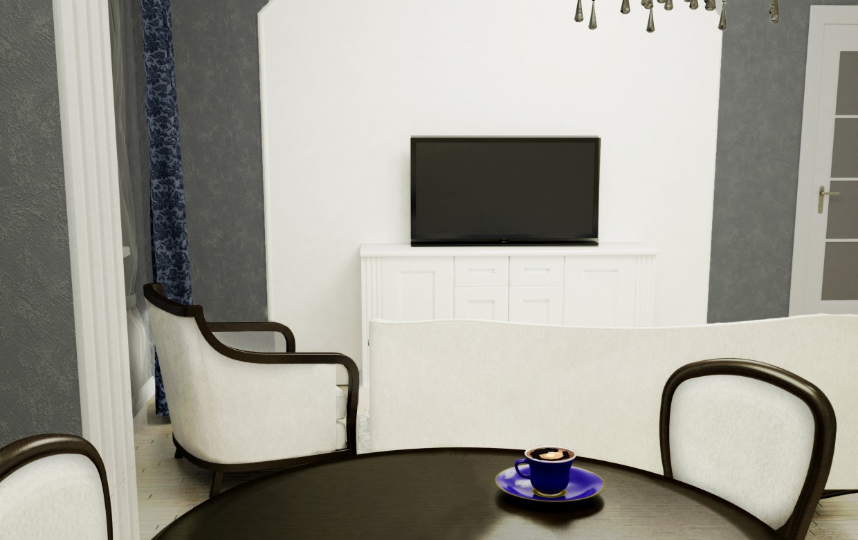 Cozinha combinada com sala de estar em 3d max vray imagem