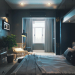 imagen de Dormitorio oscuro moderno en 3d max corona render