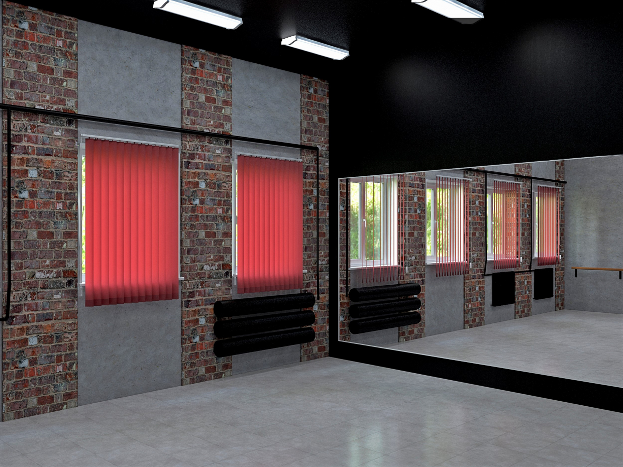 Дизайн-проект танцевального зала в средней общеобразовательной школе Подмосковья в 3d max vray 3.0 изображение