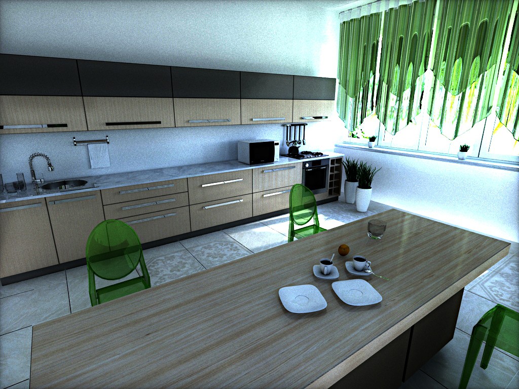 кухня в 3d max mental ray изображение