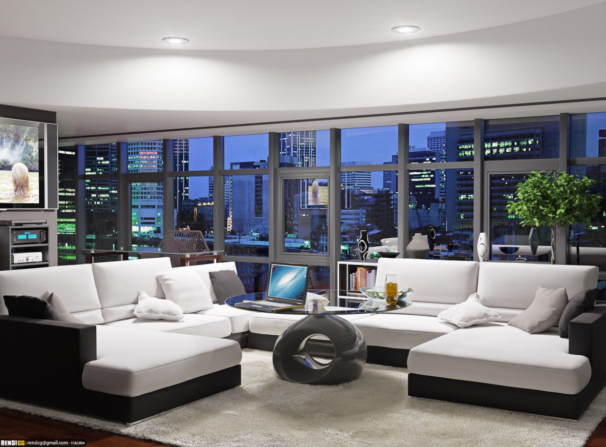 Penthouse-Interieur in 3d max corona render Bild