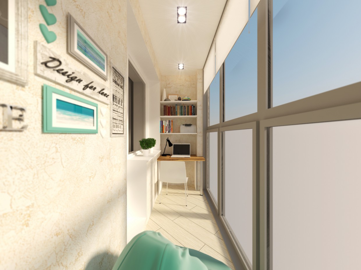 Balcony with panoramic windows in 3d max vray 2.5 image