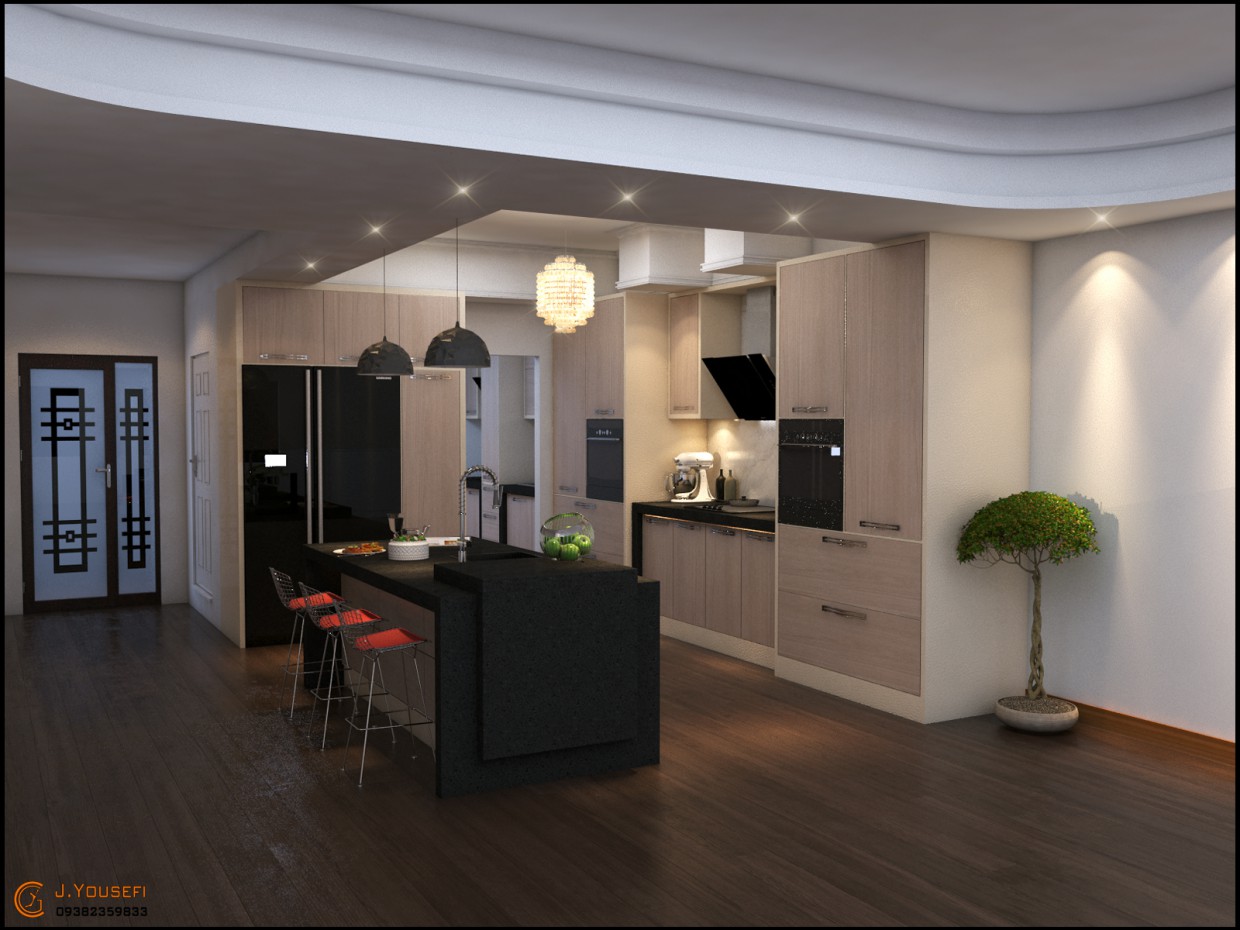kitchen flow in 3d max vray image