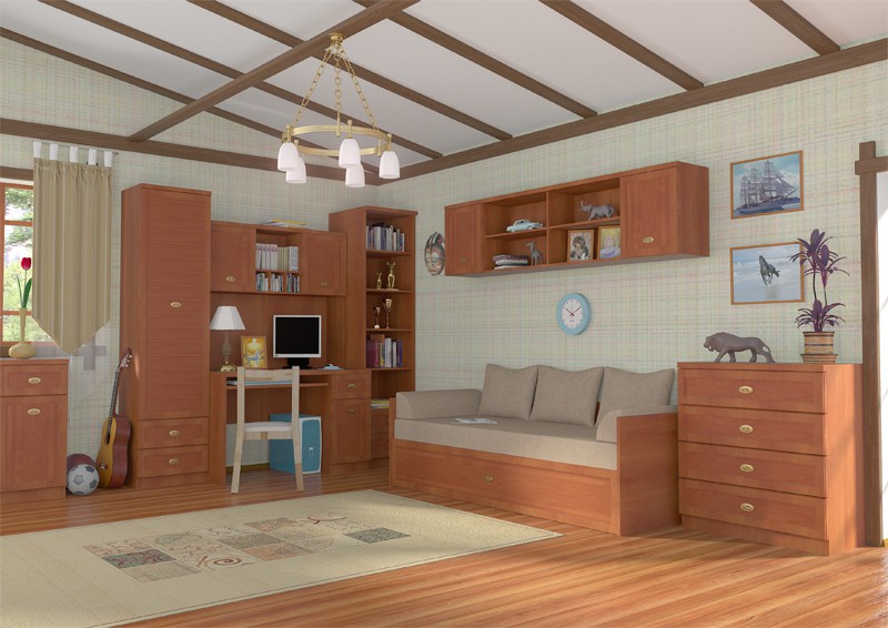 imagen de muebles en visualización interior en Maya mental ray