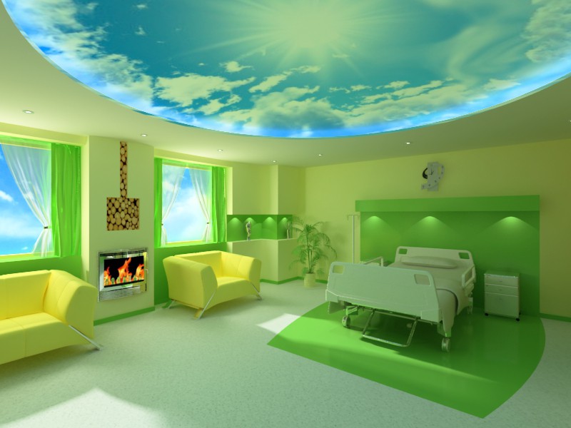 imagen de sala vip de hospital en 3d max vray