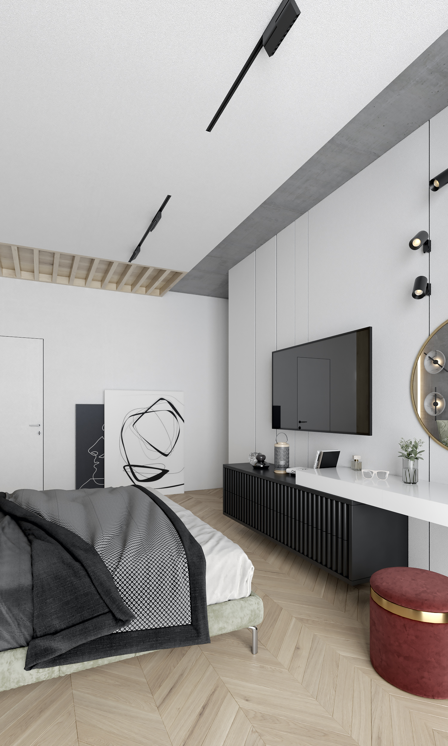 GEOMETRIUM Yatak Odası in 3d max corona render resim