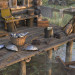 Cabana do pescador no lago em 3d max corona render imagem