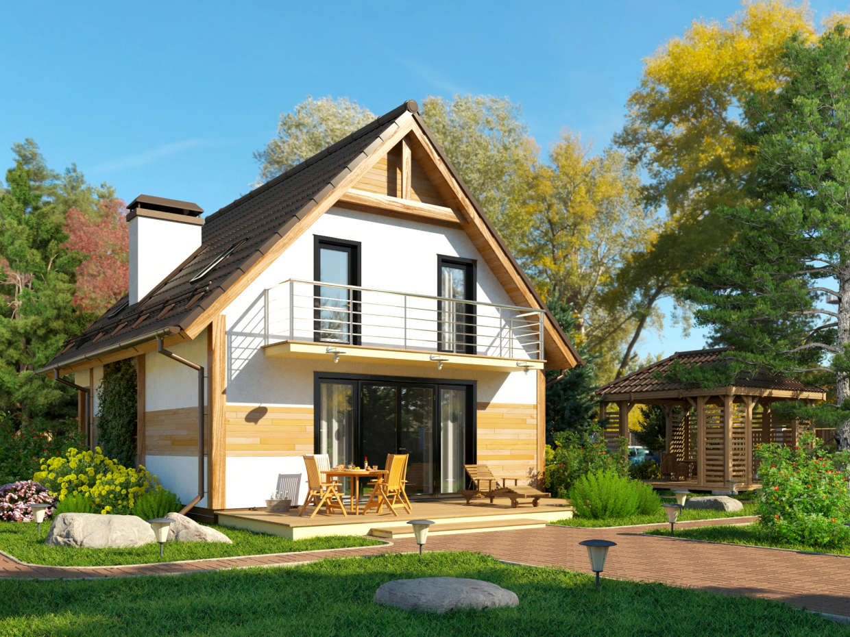 Kır evinin referansla görselleştirilmesi in 3d max corona render resim