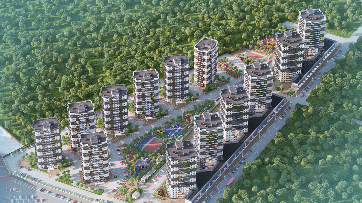 3D-Architektur Visualisierung von Wohngebieten in 3d max vray 3.0 Bild