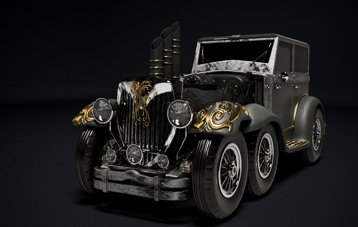 Steam PunK Arabası in 3d max corona render resim