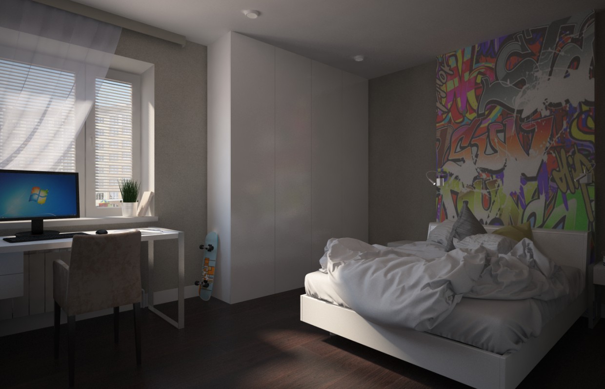A boy's room in 3d max vray image