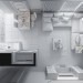 रसोई घर और रहने वाले कमरे 3d max vray में प्रस्तुत छवि