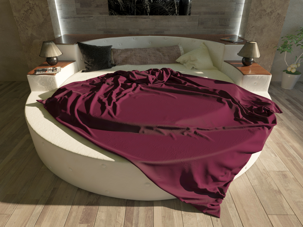 imagen de cama ELOIZA 2 y una pieza de interior en 3d max vray 3.0