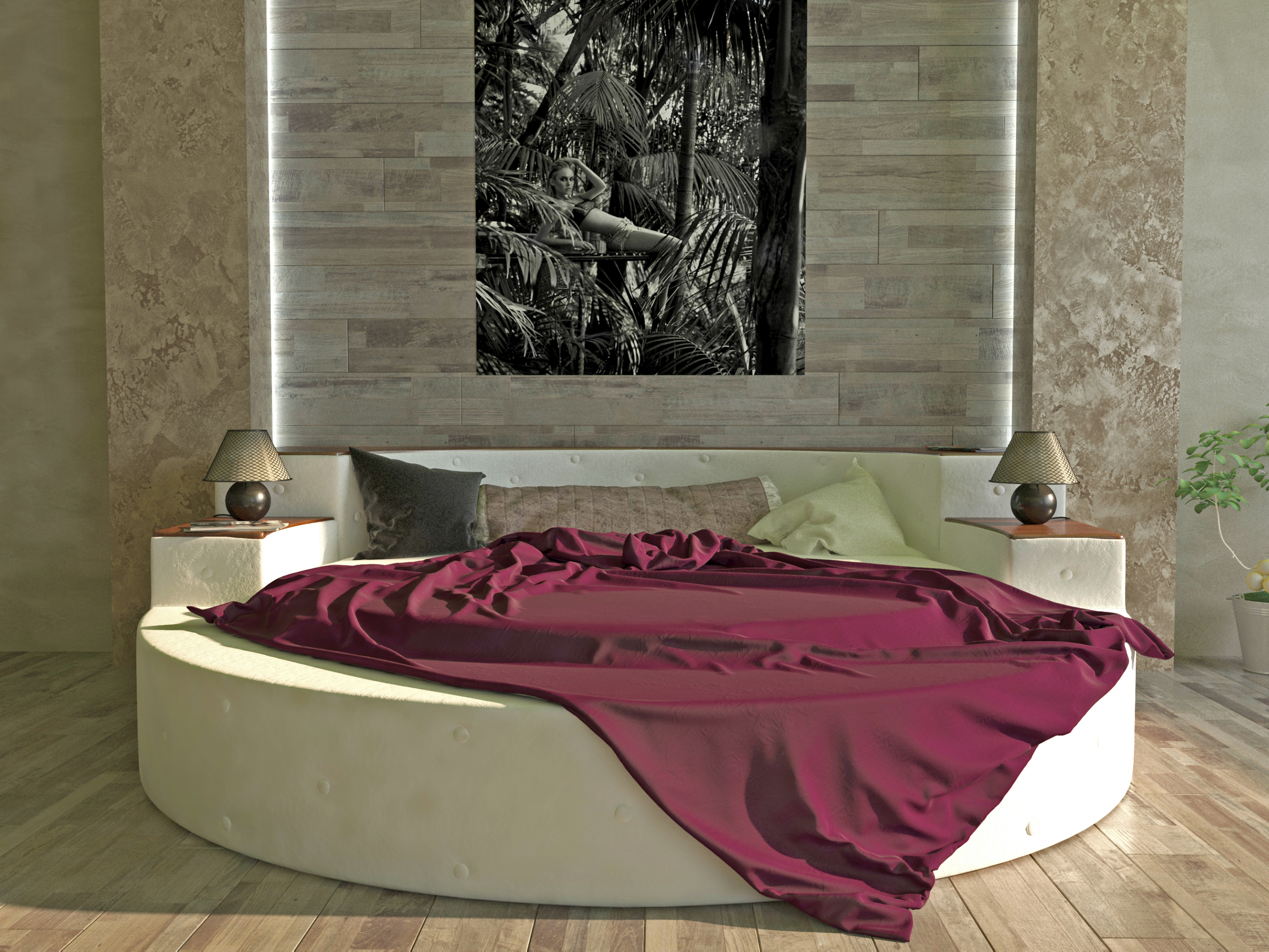 बिस्तर ELOIZA 2 और इंटीरियर का एक टुकड़ा 3d max vray 3.0 में प्रस्तुत छवि