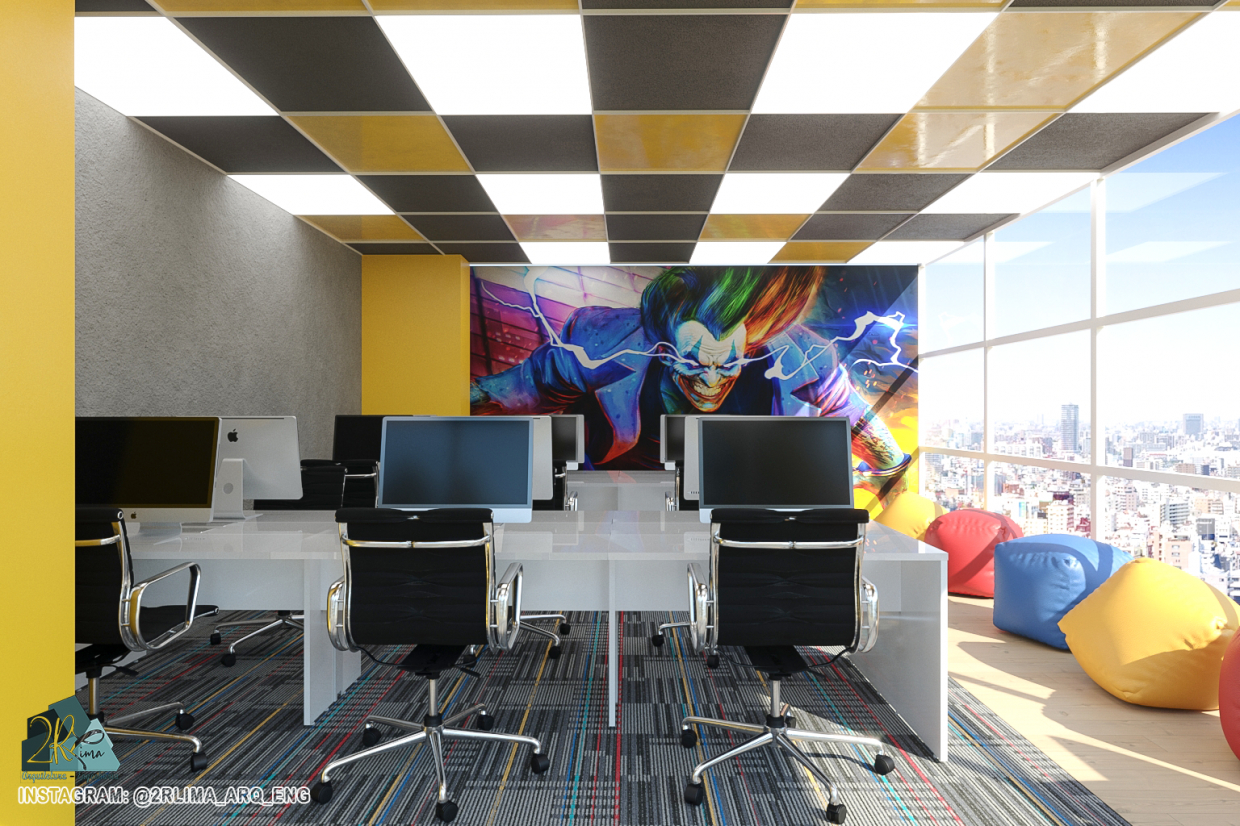 Ofis Kurumsal Brezilya in 3d max corona render resim