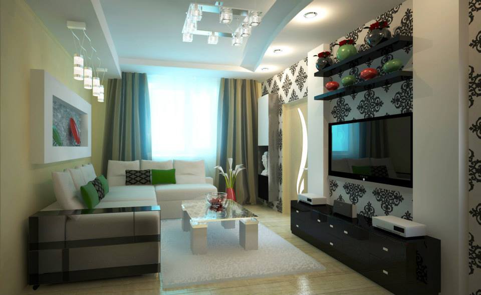 Living room with the Ukrainian spirit in 3d max vray image