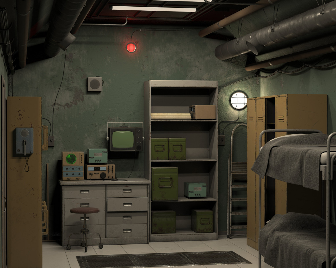 Zimmer im bunker in 3d max vray 3.0 Bild