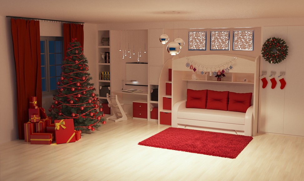 New Year's interior in 3d max corona render image