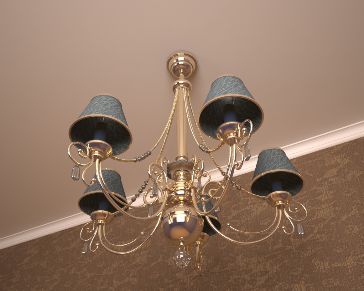 3d items modeling: chandelier in 3d max vray image