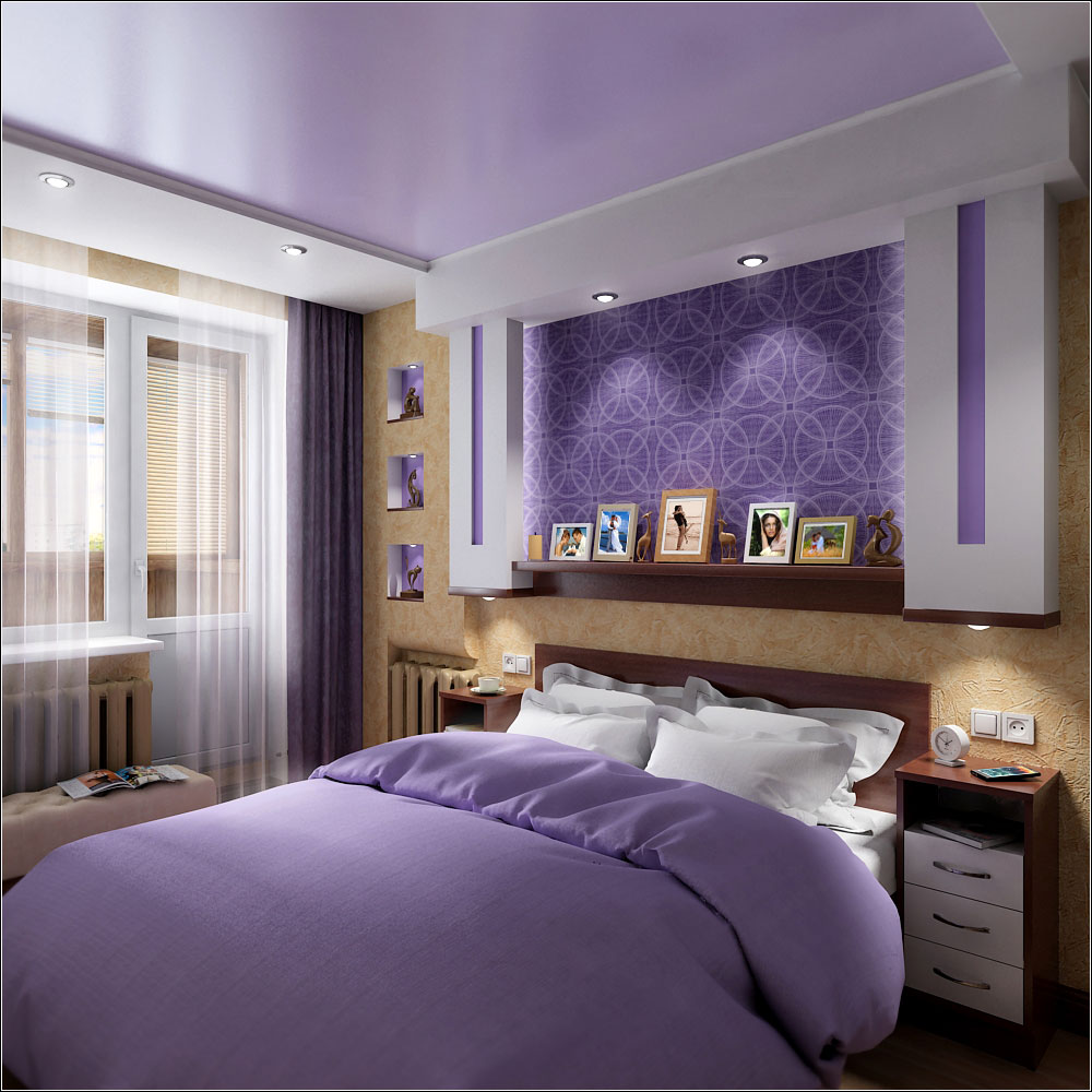 चेरनिगोव में एक छोटे से बेडरूम के लिए आंतरिक डिजाइन परियोजना 3d max vray 1.5 में प्रस्तुत छवि