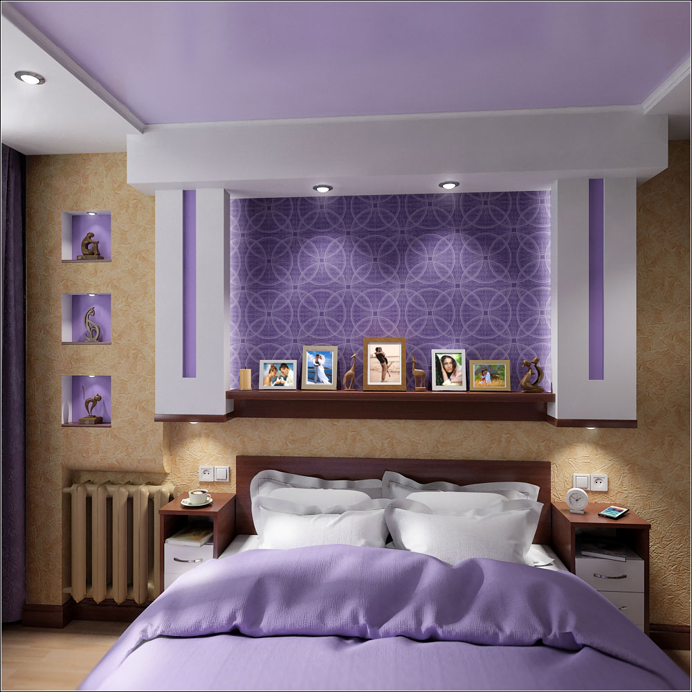 Chernigov'da küçük bir yatak odası için iç tasarım projesi in 3d max vray 1.5 resim